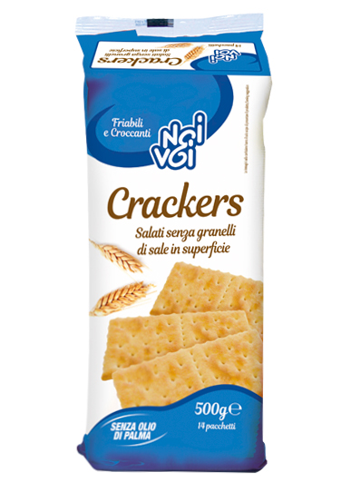 Crackers salati senza granelli di sale in superficie 500 g