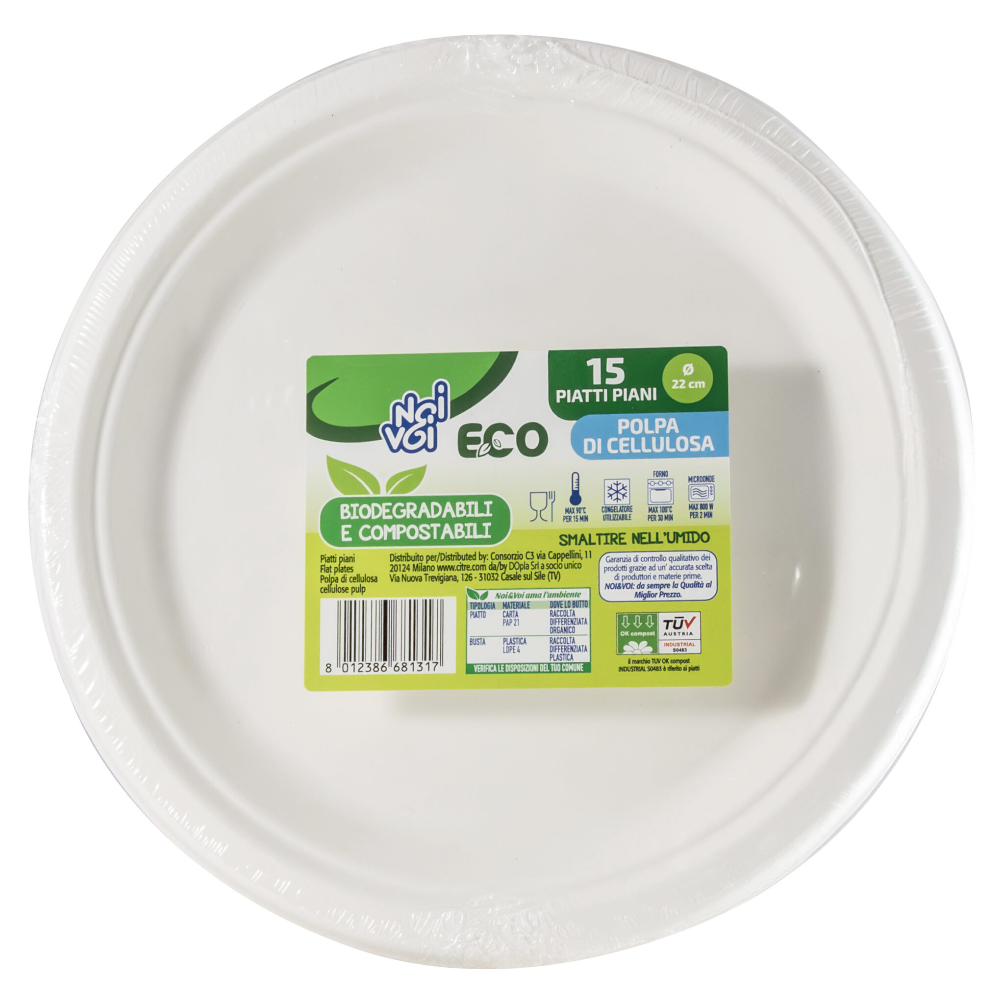 15 Piatti piani ECO polpa di cellulosa
