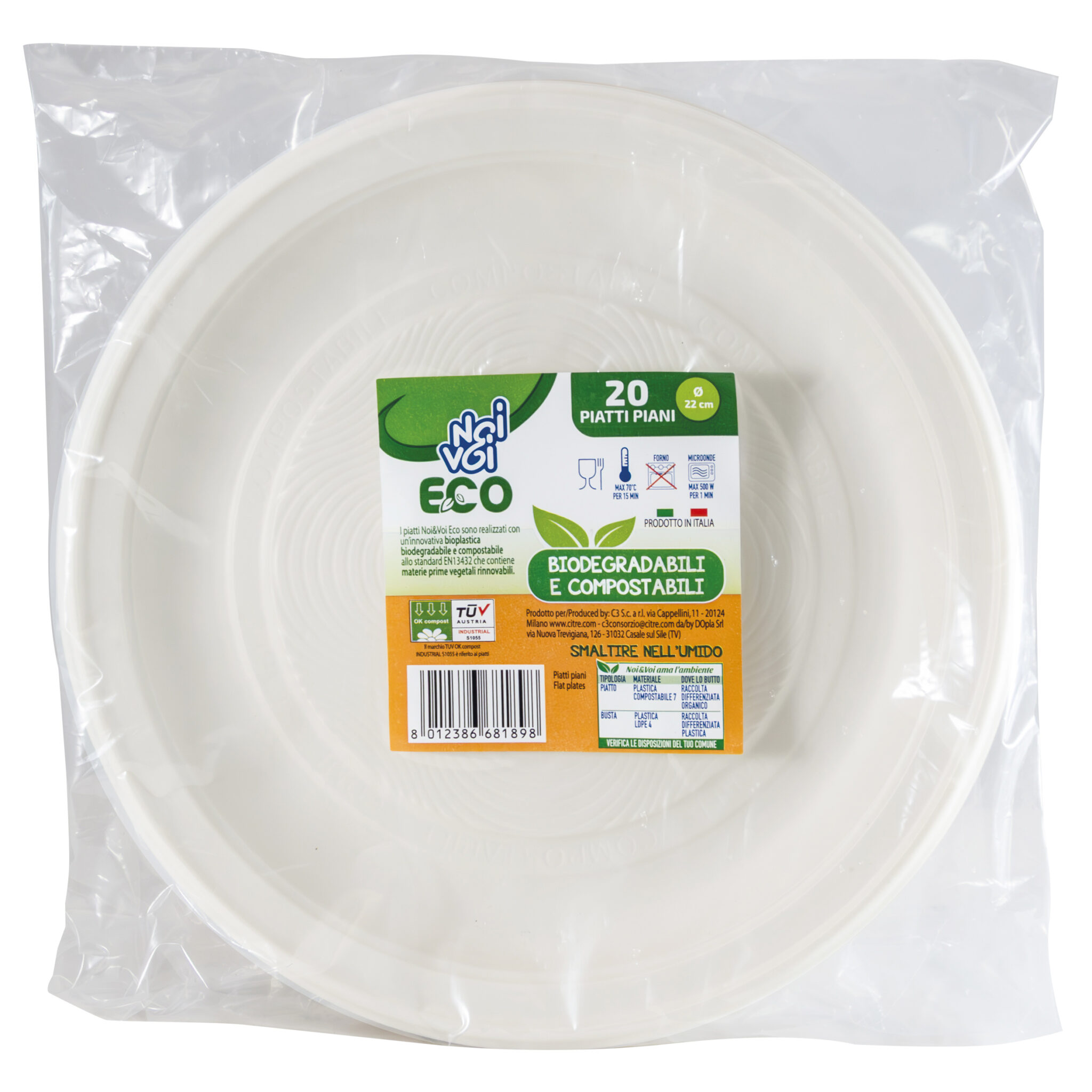 20 Piatti piani ECO bioplastica