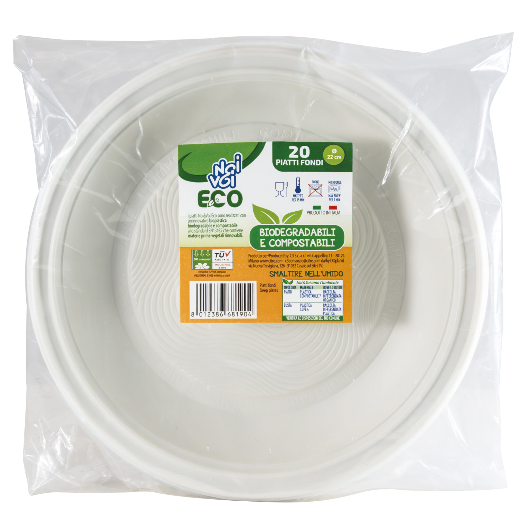 20 Piatti fondi ECO bioplastica