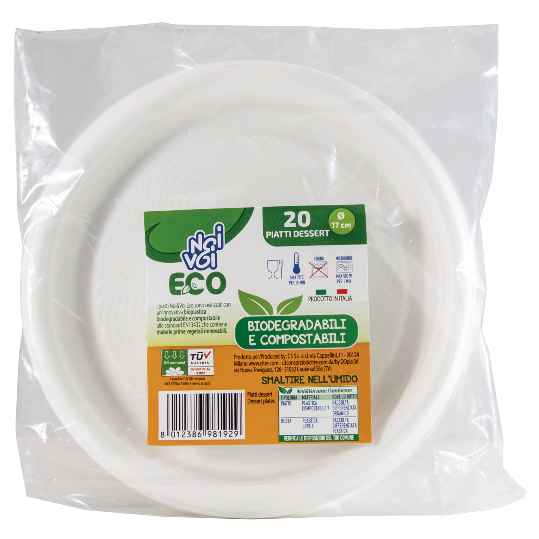 20 piatti dessert ECO bioplastica