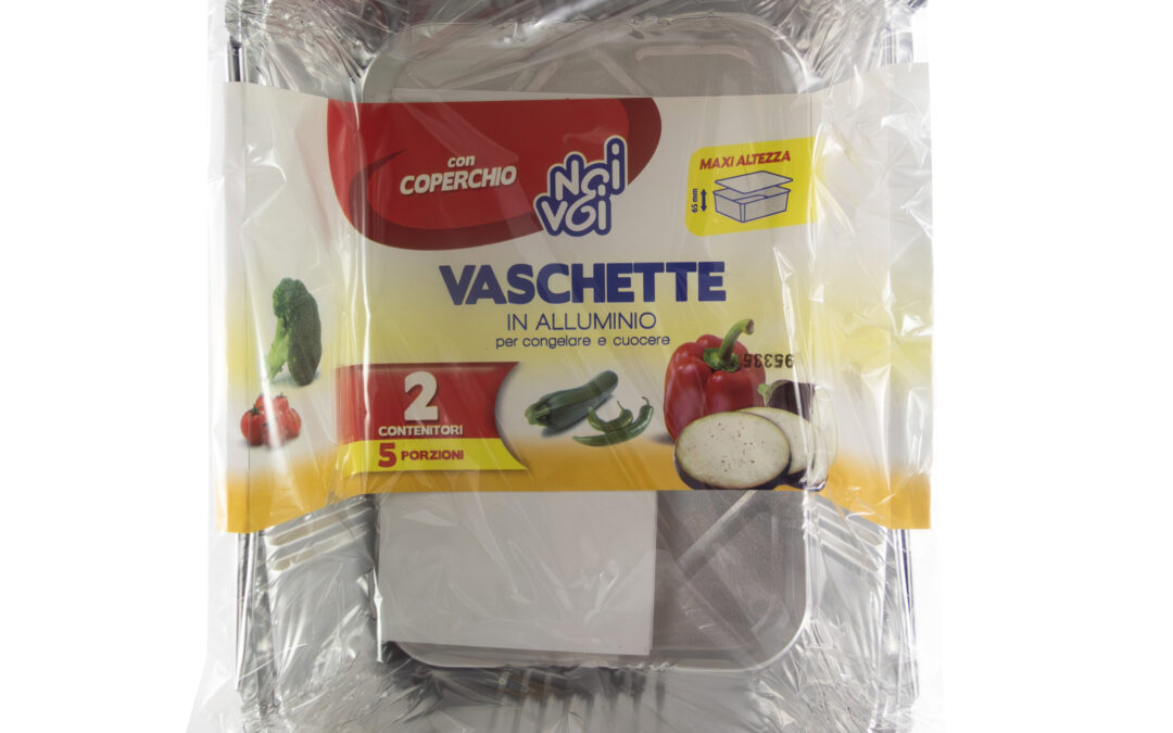 2 Vaschette in alluminio 5 porz. con coperchio MAXI h