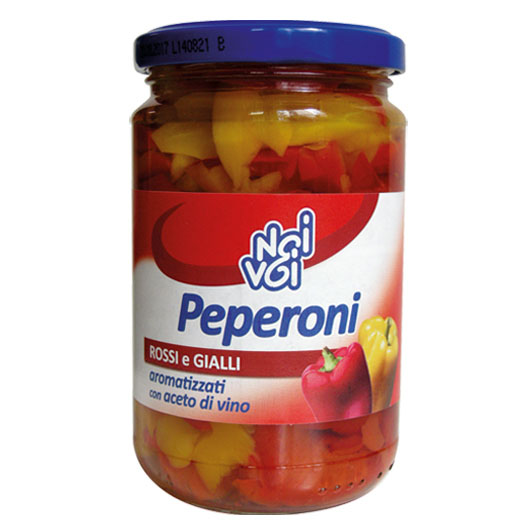 Peperoni rossi e gialli aromatizzati con aceto di vino 300 g / 314 ml