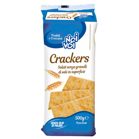 Crackers salati senza granelli di sale in superficie 500 g